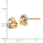 FJC Finejewelers 14 kt Tri Color Gold Button Tri-Color Polished Love Knot Earrings 8 mm x 9 mm
