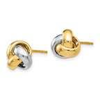 FJC Finejewelers 14 kt Two Tone Gold Button Two-tone Polished Love Knot Earrings 8 mm x 9 mm