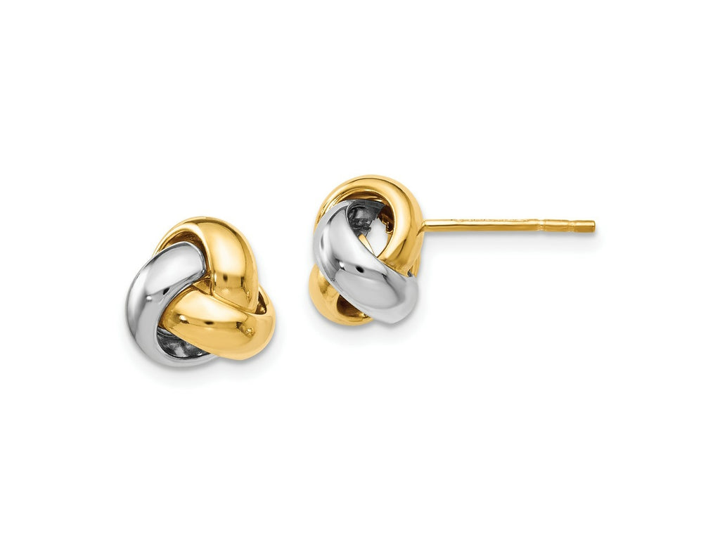 FJC Finejewelers 14 kt Two Tone Gold Button Two-tone Polished Love Knot Earrings 8 mm x 9 mm