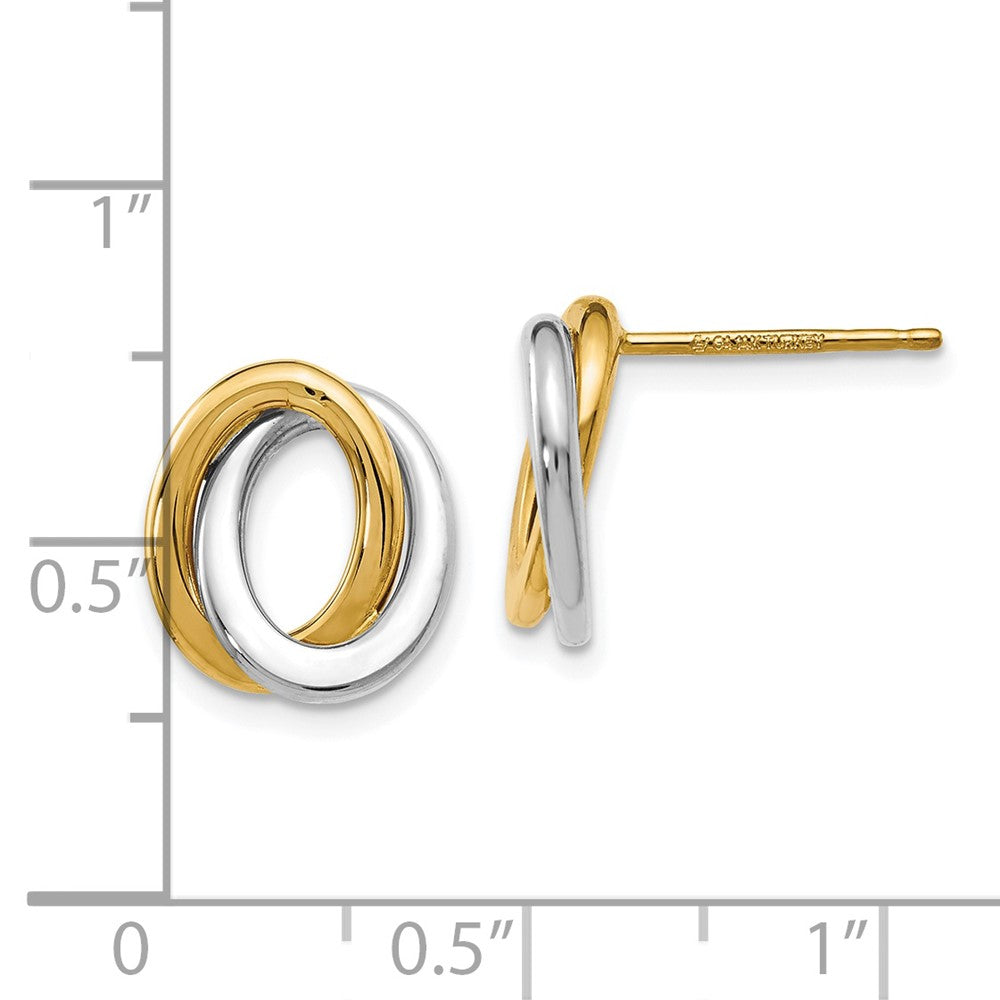 FJC Finejewelers 14 kt Two Tone Gold Button Two-tone Polished Love Knot Earrings 11 mm x 11 mm