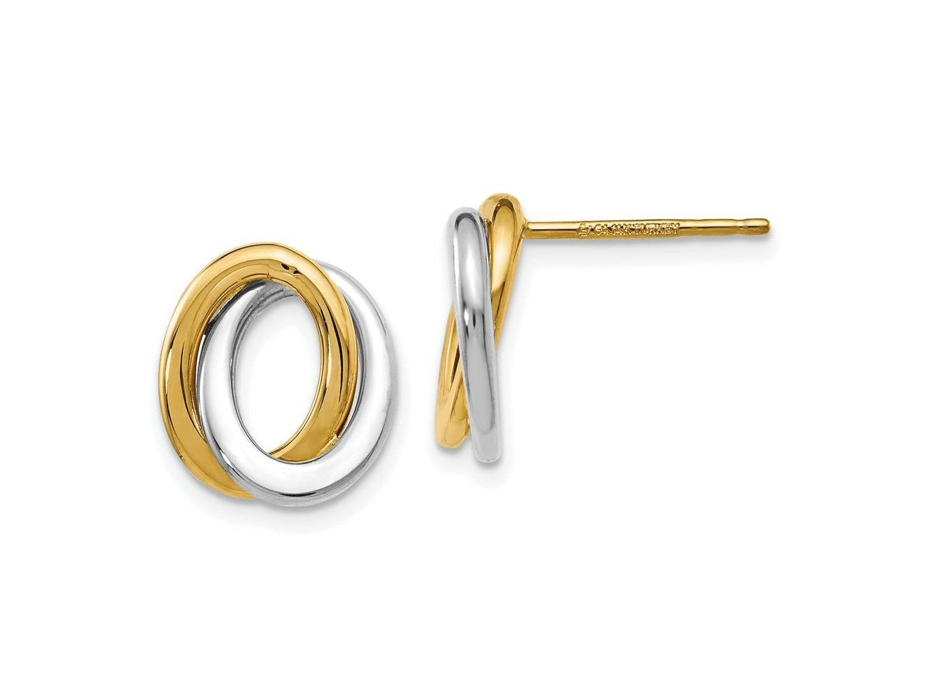 FJC Finejewelers 14 kt Two Tone Gold Button Two-tone Polished Love Knot Earrings 11 mm x 11 mm