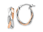 FJC Finejewelers 14 kt Yellow Gold with Wht/Rose RH-plating Polished Hinged Hoop Earrings 21 x 15 mm