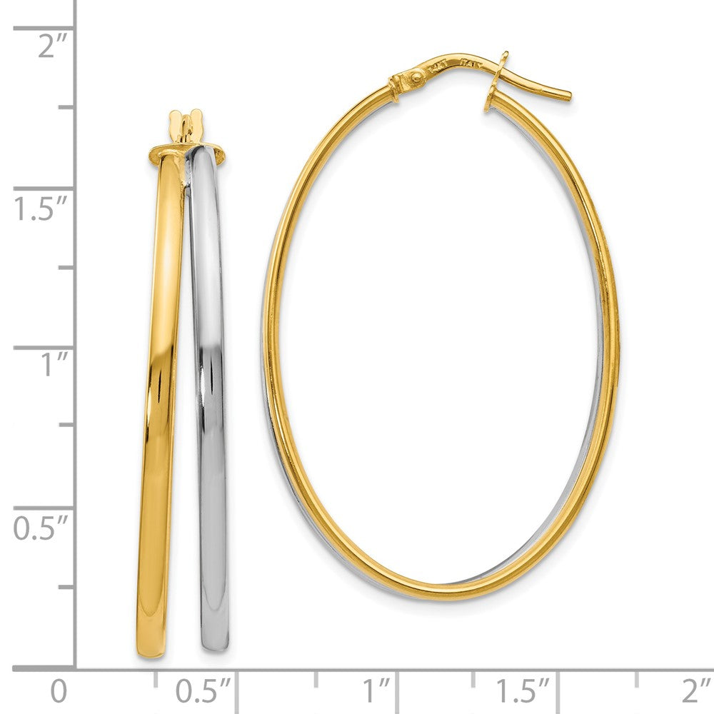 FJC Finejewelers 14 kt Yellow Gold Rhodium-plated Polished Hoop Earrings 44 mm x 28 mm