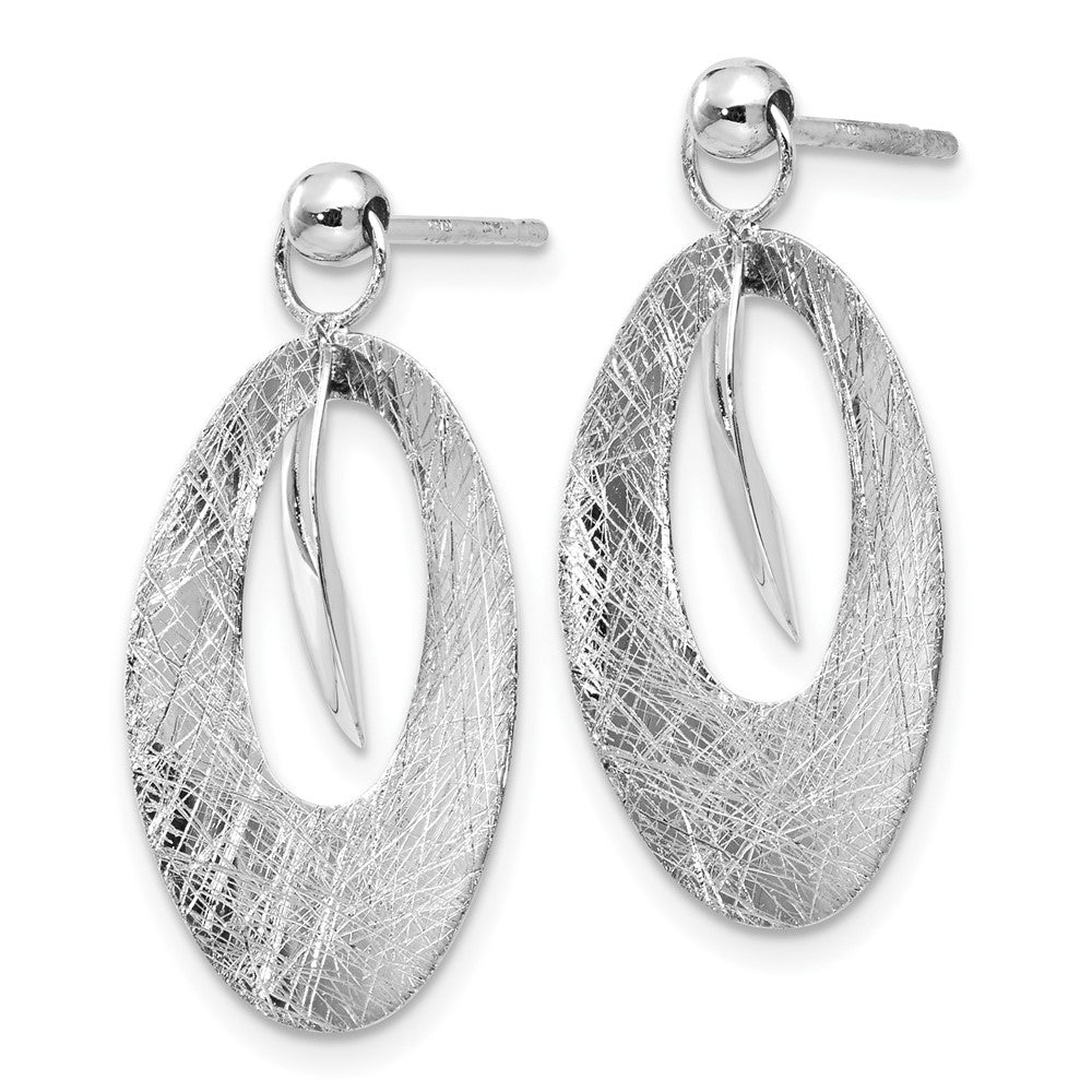 FJC Finejewelers 14 kt White Gold Hand Made Dangle White Polished and Scratch Finish Oval Reversible Post Earrings 24 mm