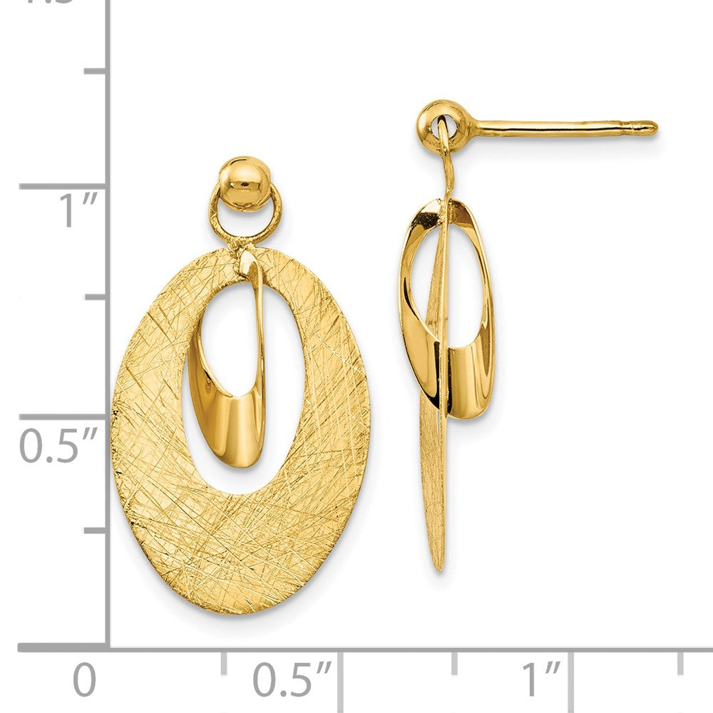 FJC Finejewelers 14 kt Yellow Gold Hand Made Dangle Polished and Scratch Finish Oval Earrings
