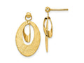 FJC Finejewelers 14 kt Yellow Gold Hand Made Dangle Polished and Scratch Finish Oval Earrings