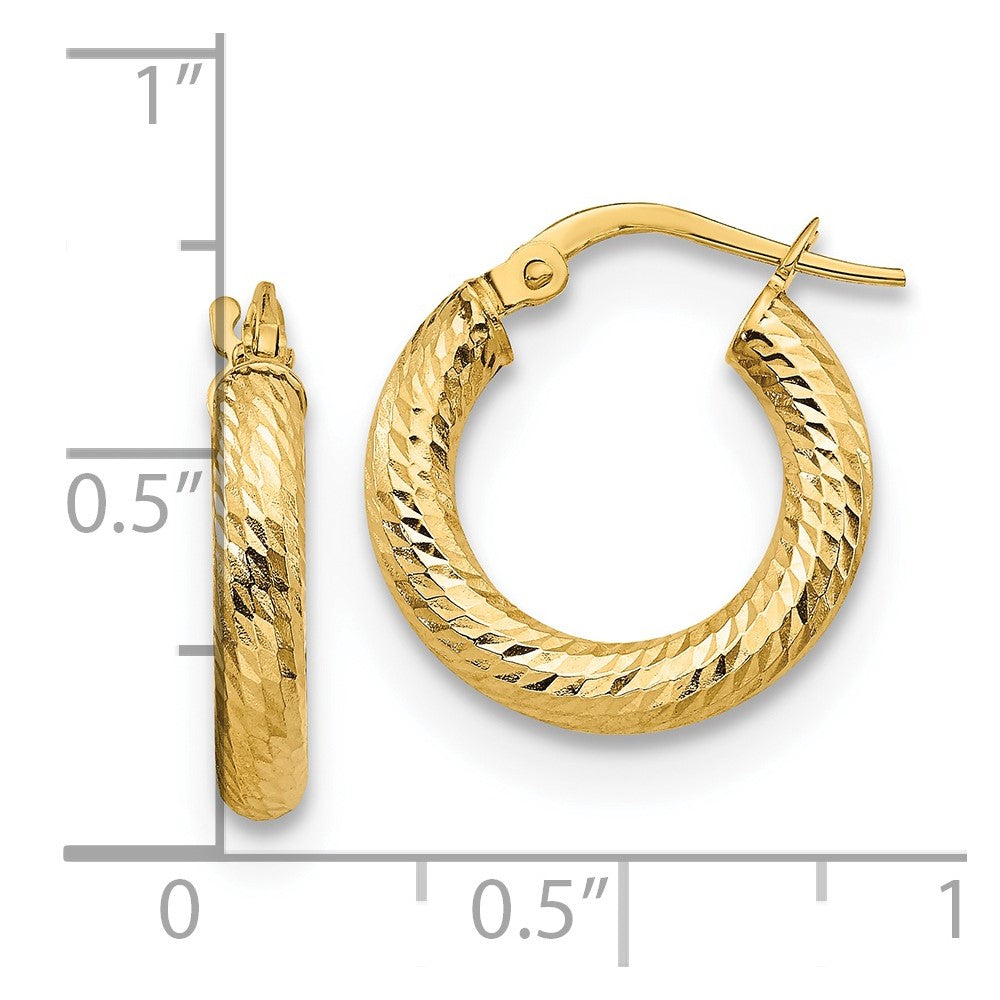 FJC Finejewelers 14 kt Yellow Gold 3x10 Bright Cut Round Hoop Earrings 17 mm x 16 mm