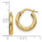 FJC Finejewelers 14 kt Yellow Gold 3x10 Bright Cut Round Hoop Earrings 17 mm x 16 mm