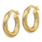FJC Finejewelers 14 kt Yellow Gold 3x10 Bright Cut Round Hoop Earrings 17 mm x 16 mm