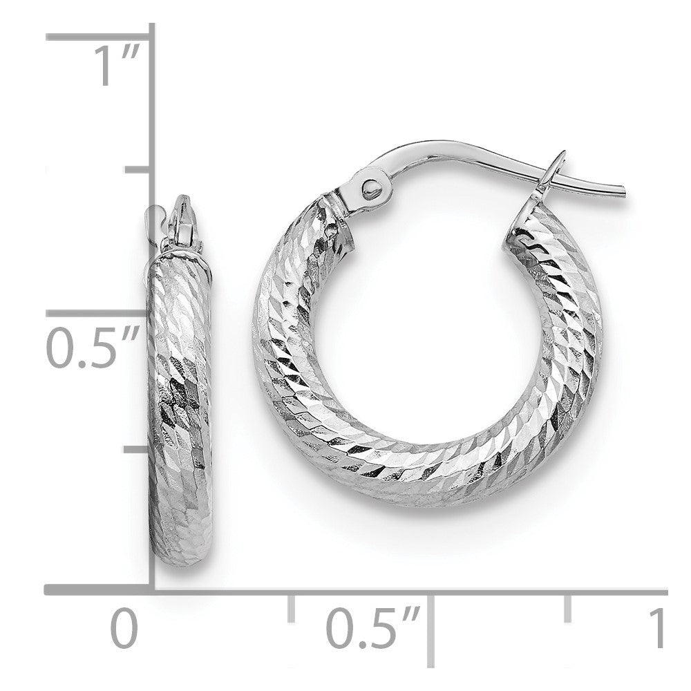 FJC Finejewelers 14 kt White Gold Bright Cut Round Hoop Earrings 17 mm x 16 mm