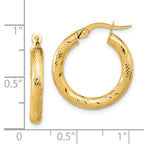 FJC Finejewelers 14 kt Yellow Gold 3x15 Bright Cut Round Hoop Earrings 21 mm x 20 mm