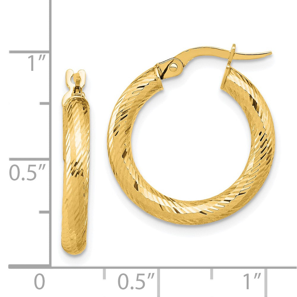 FJC Finejewelers 14 kt Yellow Gold 3x15 Bright Cut Round Hoop Earrings 21 mm x 20 mm