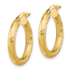 FJC Finejewelers 14 kt Yellow Gold 3x15 Bright Cut Round Hoop Earrings 21 mm x 20 mm