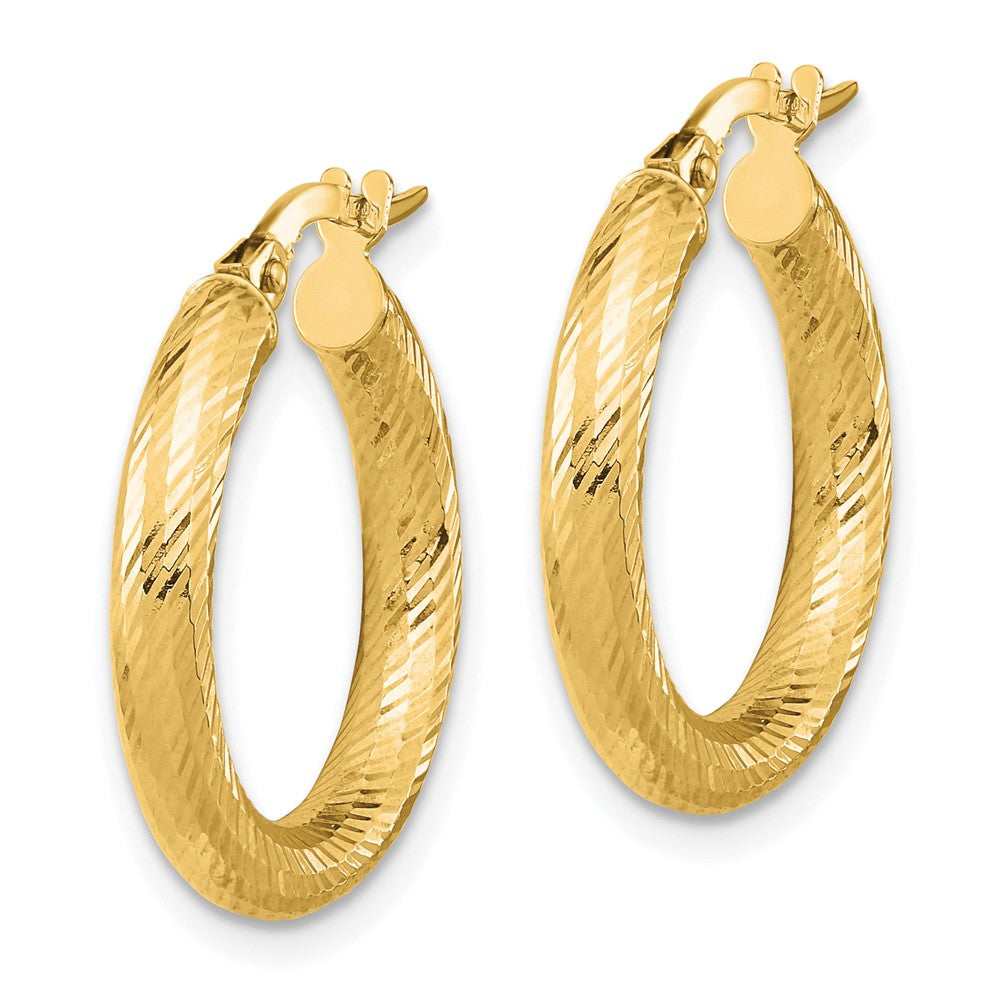 FJC Finejewelers 14 kt Yellow Gold 3x15 Bright Cut Round Hoop Earrings 21 mm x 20 mm