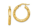 FJC Finejewelers 14 kt Yellow Gold 3x15 Bright Cut Round Hoop Earrings 21 mm x 20 mm