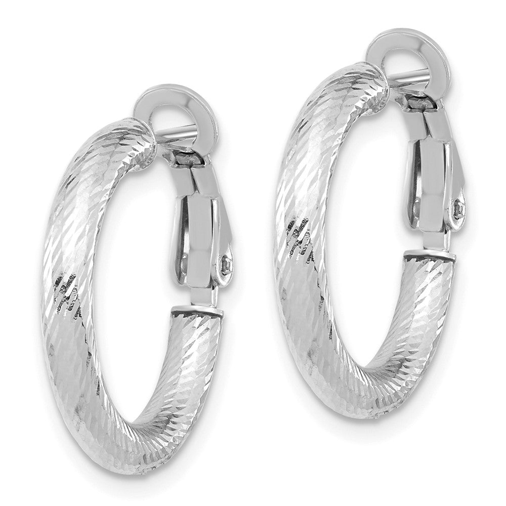FJC Finejewelers 14 kt White Gold Hoops Bright Cut Round Omega Back Hoop Earrings 21 mm x 20 mm