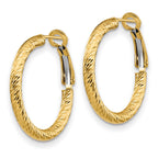 FJC Finejewelers 14 kt Yellow Gold 3x20 Bright Cut Round Omega Back Hoop Earrings 26 mm x 25 mm