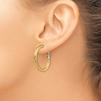 FJC Finejewelers 14 kt Yellow Gold 3x20 Bright Cut Round Omega Back Hoop Earrings 26 mm x 25 mm