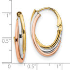 FJC Finejewelers 14 kt Tri Color Gold Tri-color Polished Hoop Earrings 26 mm x 16 mm