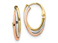 FJC Finejewelers 14 kt Tri Color Gold Tri-color Polished Hoop Earrings 26 mm x 16 mm