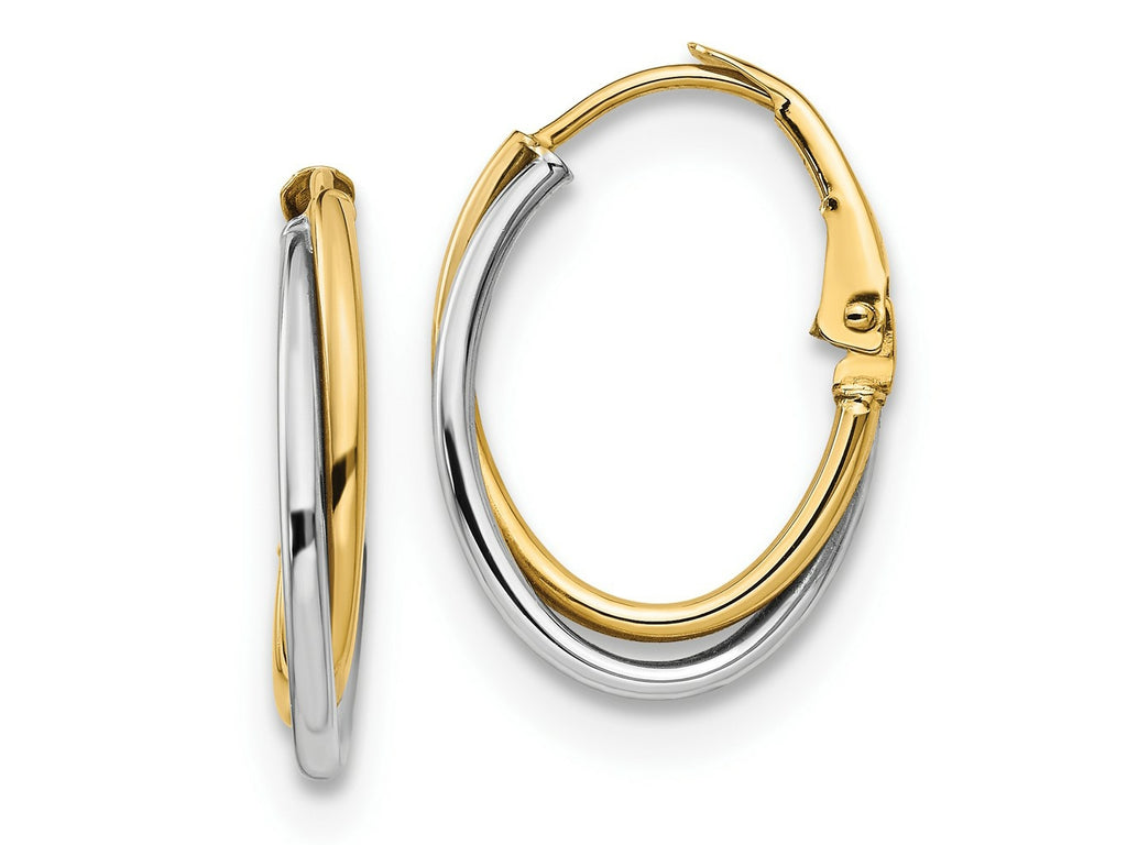 FJC Finejewelers 14 kt Two Tone Gold Two-tone Polished Hoop Earrings 21 mm x 15 mm