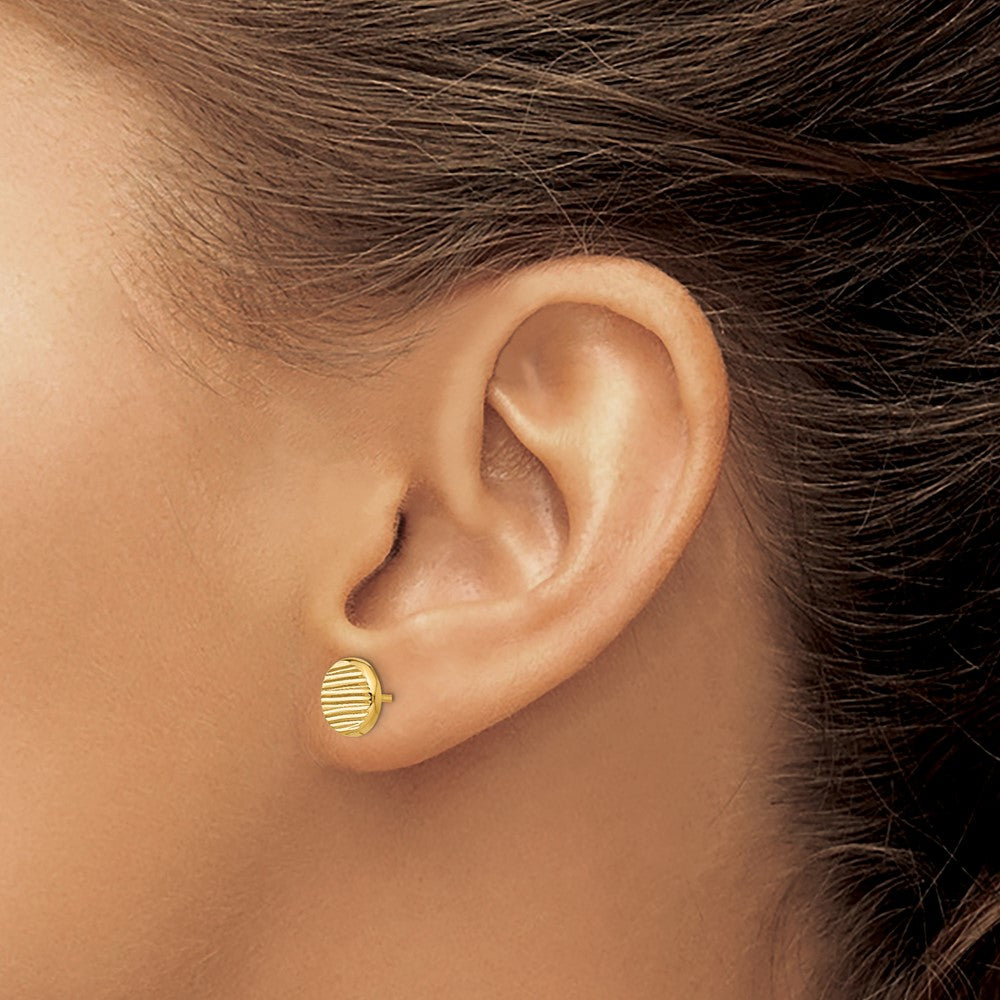 FJC Finejewelers 14 kt Yellow Gold Button Polished and Textured Disc Post Earrings 8 mm x 8 mm