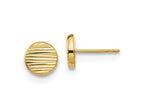 FJC Finejewelers 14 kt Yellow Gold Button Polished and Textured Disc Post Earrings 8 mm x 8 mm