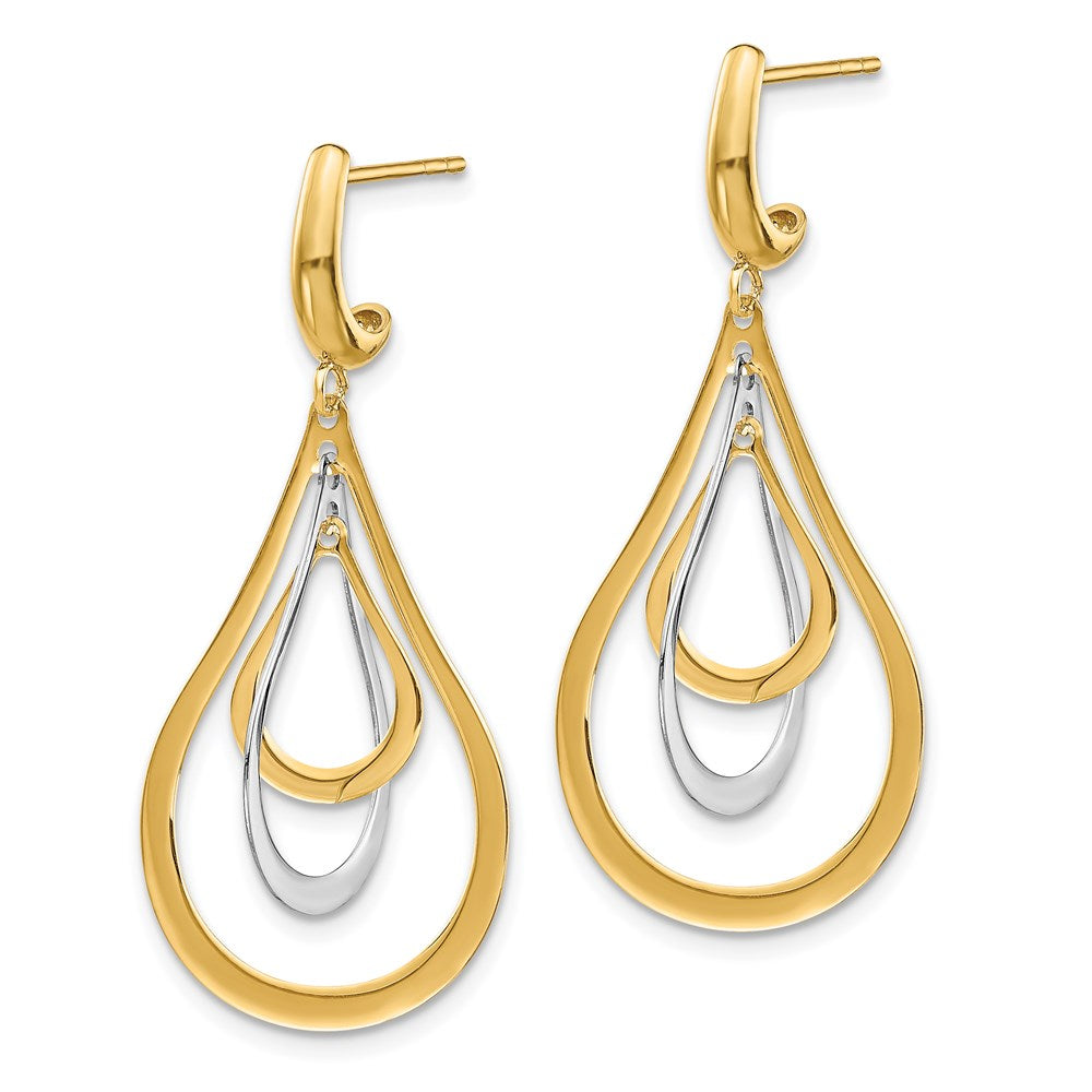 FJC Finejewelers 14 kt Two Tone Gold Two-tone Polished Post Dangle Earrings 38 mm x 18 mm