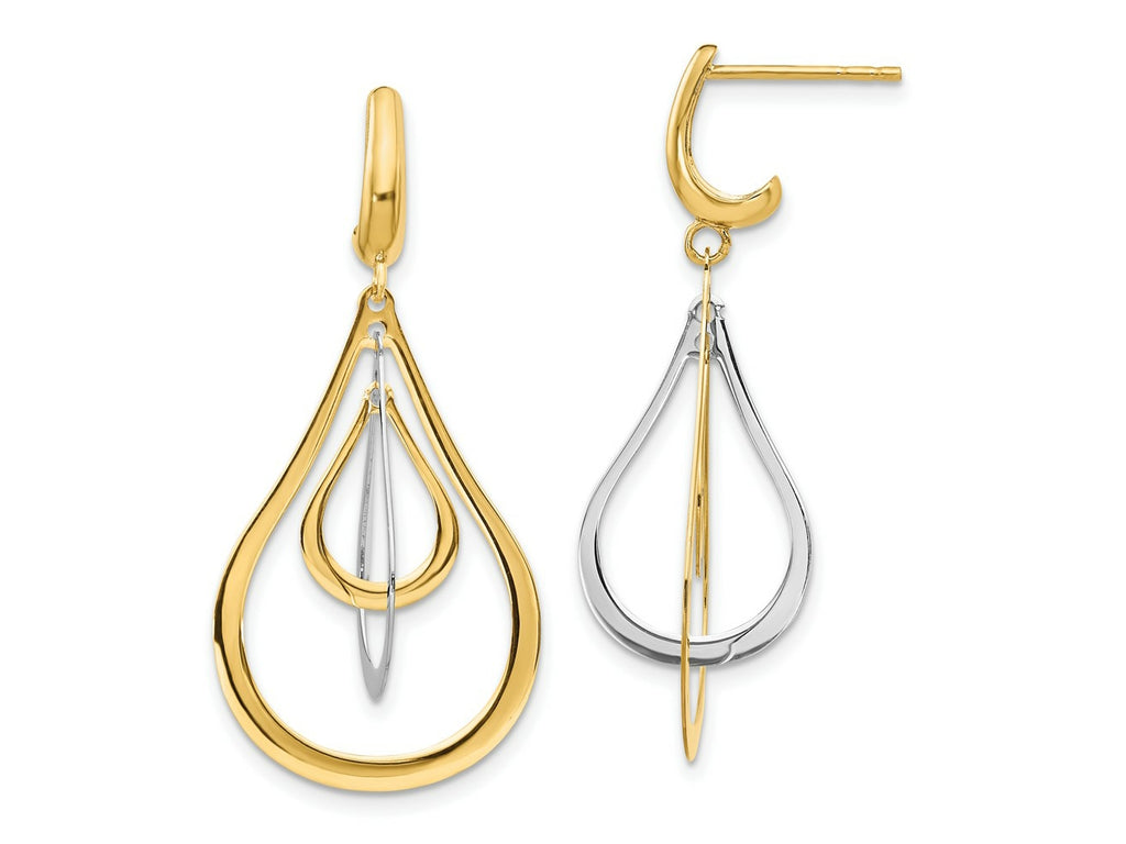 FJC Finejewelers 14 kt Two Tone Gold Two-tone Polished Post Dangle Earrings 38 mm x 18 mm