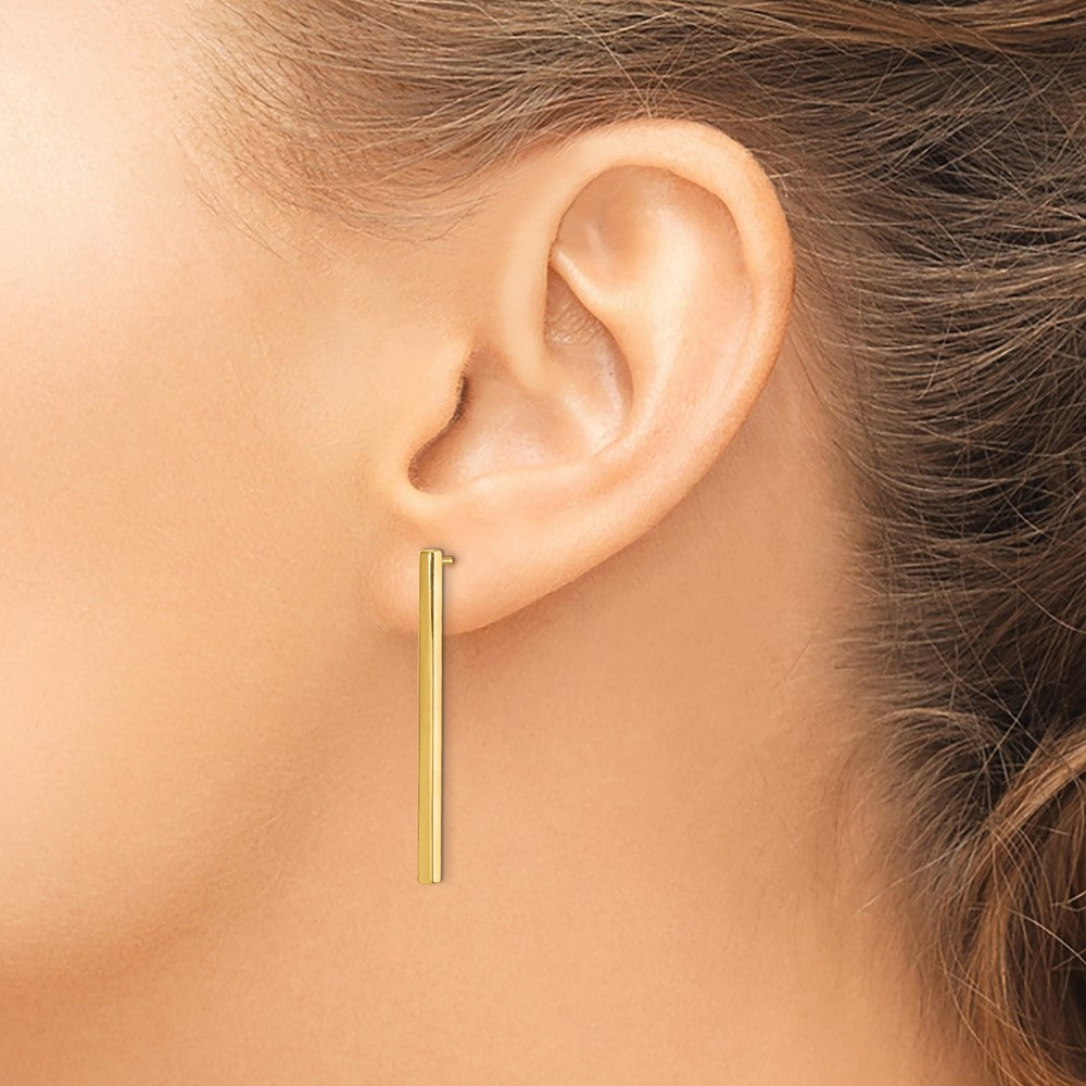 FJC Finejewelers 14 kt Yellow Gold Polished Post Dangle Bar Earrings 35 mm x 2 mm
