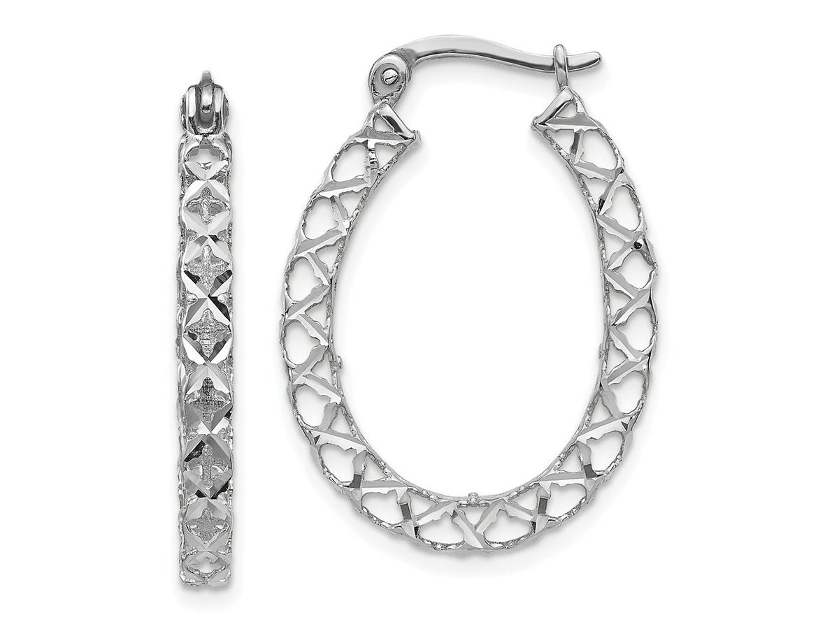 FJC Finejewelers 14 kt White Gold Hoops Polished Bright Cut Hollow Hoop Earrings 27 mm x 21 mm