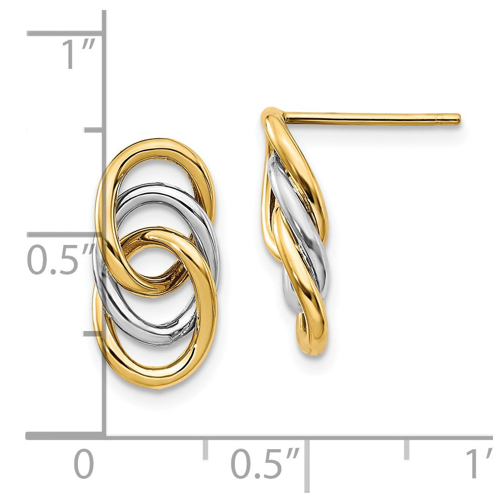 FJC Finejewelers 14 kt Two Tone Gold Dangle Two-tone Polished Circles Post Earrings 15 mm x 8 mm