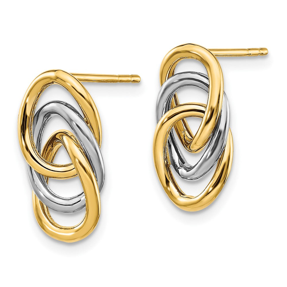 FJC Finejewelers 14 kt Two Tone Gold Dangle Two-tone Polished Circles Post Earrings 15 mm x 8 mm