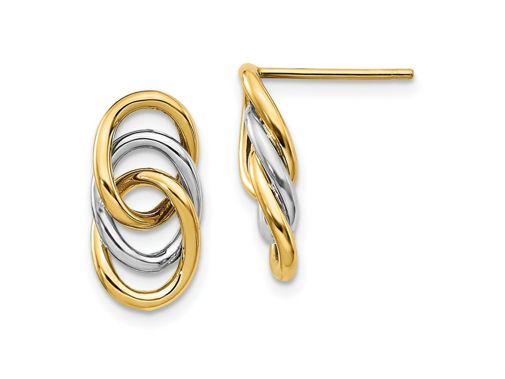 FJC Finejewelers 14 kt Two Tone Gold Dangle Two-tone Polished Circles Post Earrings 15 mm x 8 mm