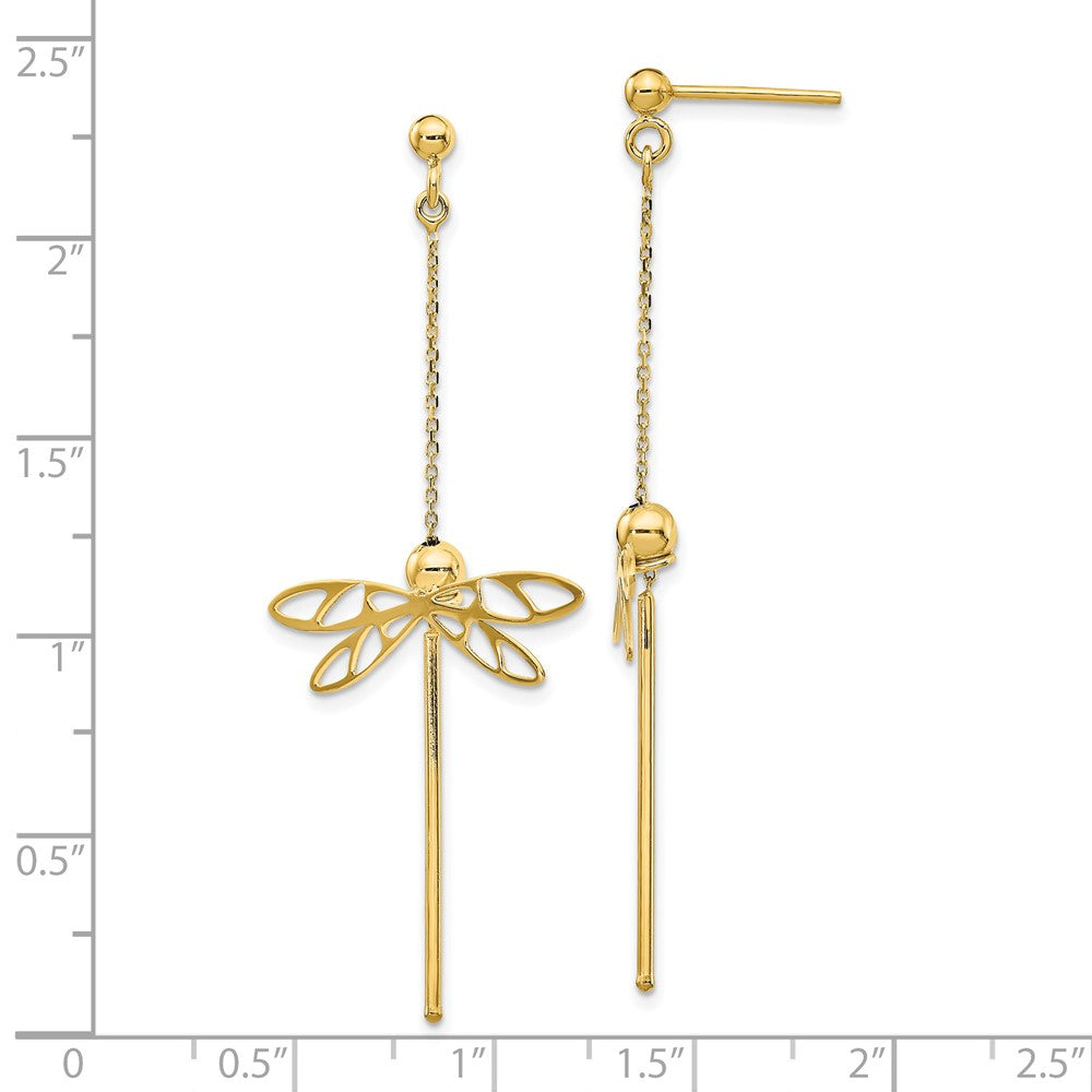 FJC Finejewelers 14 kt Yellow Gold Polished Dragonfly Post Dangle Earrings 58 mm x 25 mm