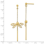 FJC Finejewelers 14 kt Yellow Gold Polished Dragonfly Post Dangle Earrings 58 mm x 25 mm