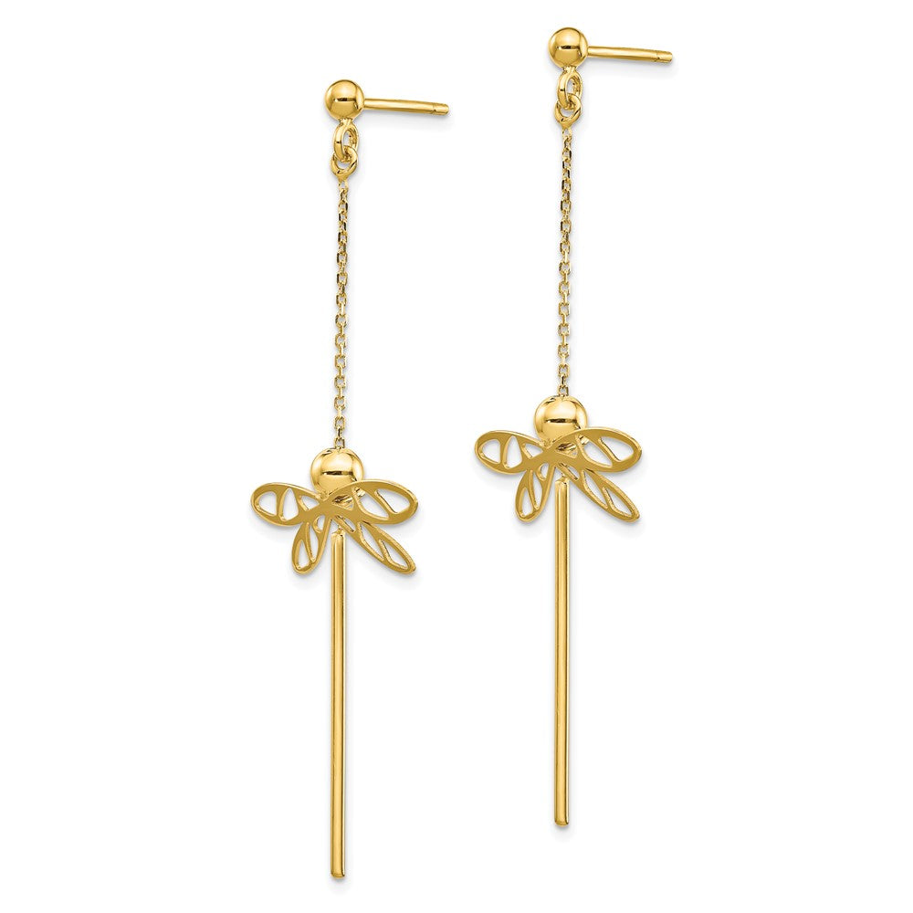 FJC Finejewelers 14 kt Yellow Gold Polished Dragonfly Post Dangle Earrings 58 mm x 25 mm