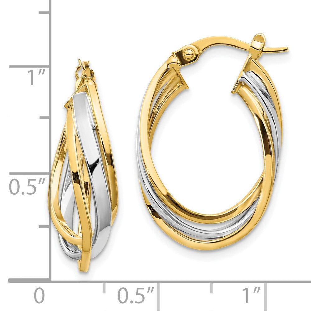 FJC Finejewelers 14 kt Two Tone Gold Two-tone Polished Oval Hoop Earrings 25 mm x 17 mm