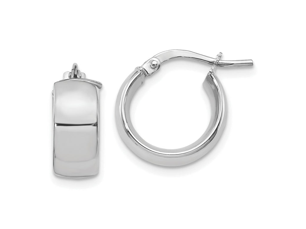 FJC Finejewelers 14 kt White Gold Hoops 6mm High Polished Huggie Earrings 15 mm x 13 mm