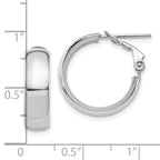FJC Finejewelers 14 kt White Gold White 6mm High Polished Omega Back Hoop Earrings 20 mm x 18 mm