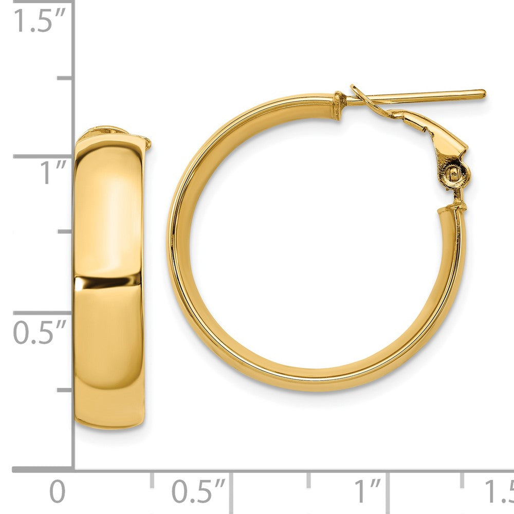 FJC Finejewelers 14 kt Yellow Gold 6mm High Polished Omega Back Hoop Earrings 25 mm x 24 mm