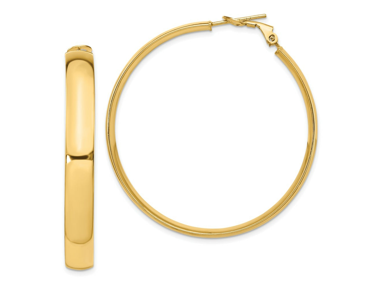 FJC Finejewelers 14 kt Yellow Gold 6mm High Polished Omega Back Hoop Earrings 46 mm x 45 mm