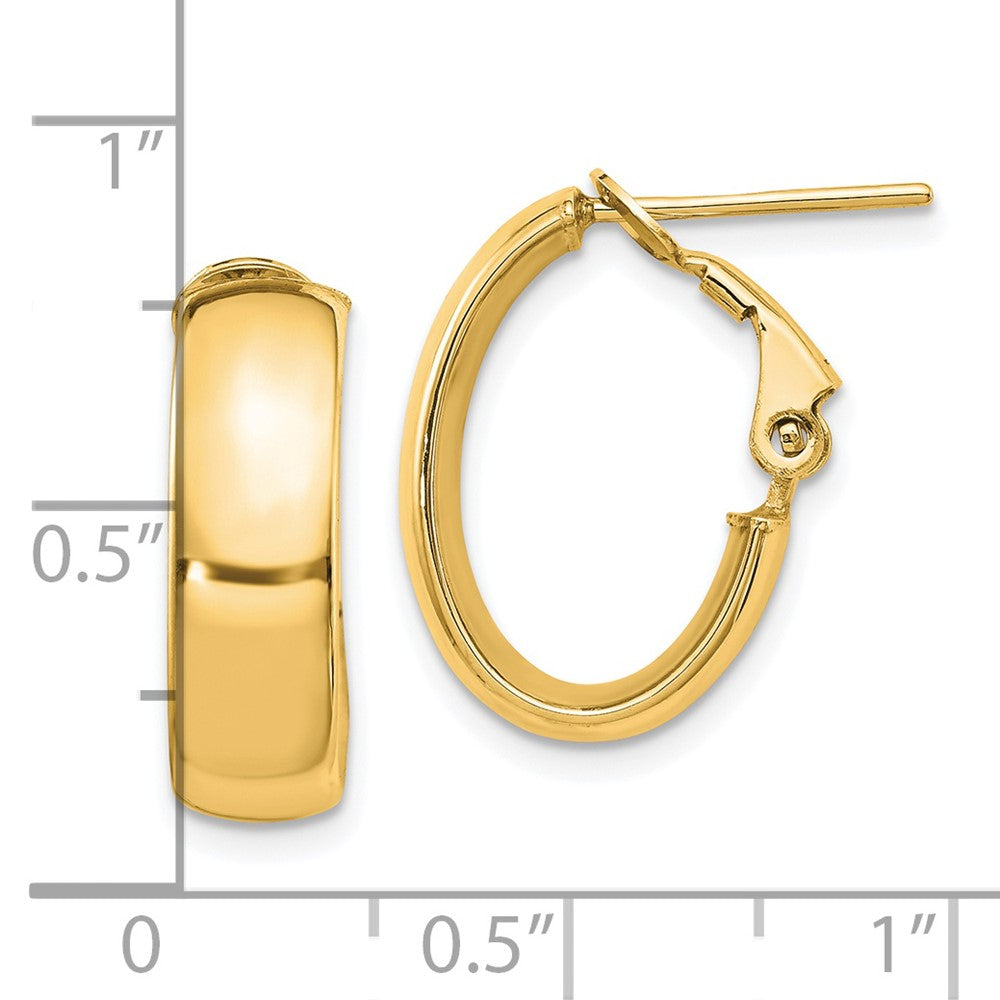 FJC Finejewelers 14 kt Yellow Gold 6mm High Polished Oval Omega Hoop Earrings 18 mm x 12 mm
