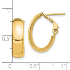 FJC Finejewelers 14 kt Yellow Gold 6mm High Polished Oval Omega Hoop Earrings 18 mm x 12 mm