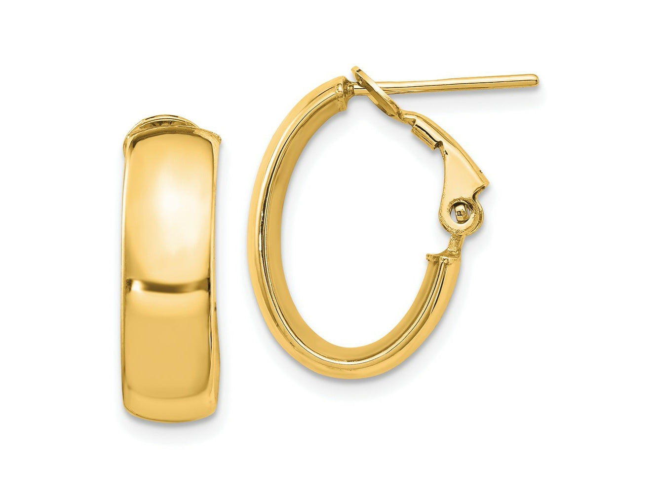 FJC Finejewelers 14 kt Yellow Gold 6mm High Polished Oval Omega Hoop Earrings 18 mm x 12 mm