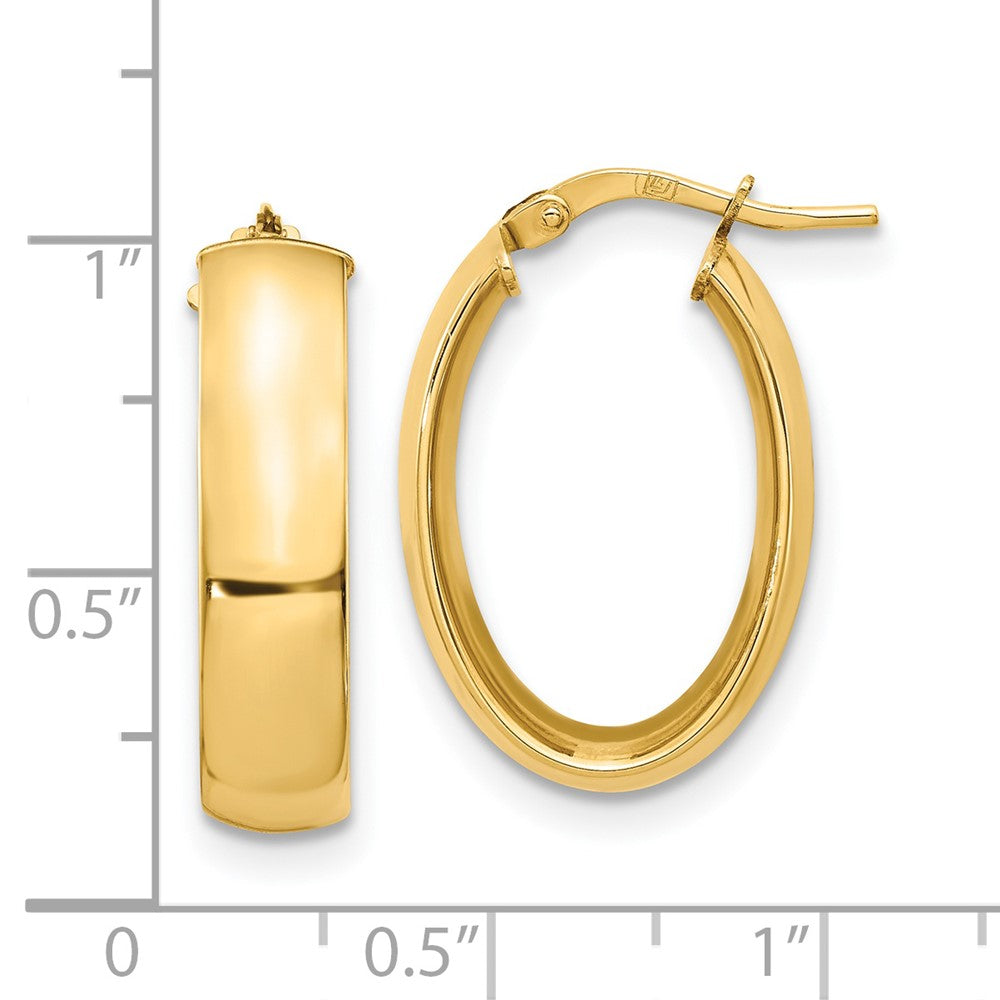 FJC Finejewelers 14 kt Yellow Gold 6mm High Polished Oval Hoop Earrings 20 mm x 14 mm