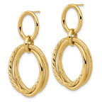 FJC Finejewelers 14 kt Yellow Gold Polished and Textured Post Dangle Earrings 38 mm x 18 mm