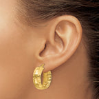 FJC Finejewelers 14 kt Yellow Gold Polished Textured Oval Hoop Earrings 23 mm x 17 mm