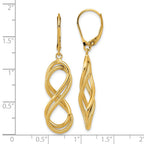FJC Finejewelers 14 kt Yellow Gold Dangle Polished Textured Infinity Leverback Earrings 45 mm x 10 mm