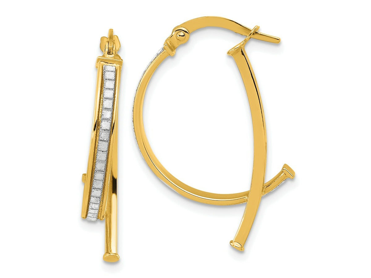 FJC Finejewelers 14 kt Yellow Gold Polished Glitter Infused Hoop Earrings
